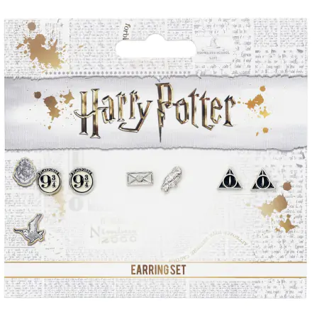 Harry Potter Earrings 3-Pack Platform 9 3/4, Hedwig & Letter, Deathly Hallows (Silver plated) product photo