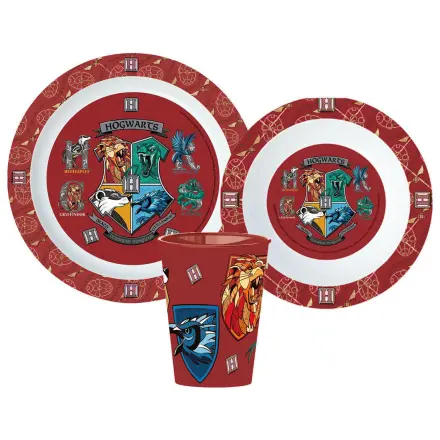 Harry Potter School Shields Dinnerware Set, Micro Plastic Set, with 260 ml Glass product photo