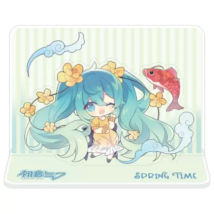 Hatsune Miku Acrylic Figure Standee Hatsune Miku Spring Time Chibi Miku with Koi 11 cm  product photo