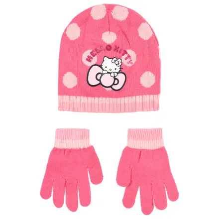 Hello Kitty Cute Dots Pink children's hat and glove set 54 cm product photo