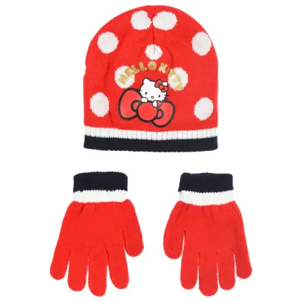Hello Kitty Cute Dots Red kids' hat and gloves set 52 cm product photo