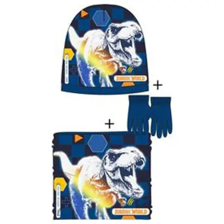 Jurassic World Attack Dark Blue Children's Hat, Snood, and Glove Set 52 cm product photo