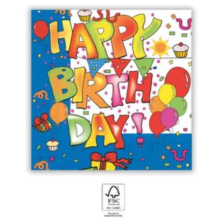Kokliko Happy Birthday Napkins 20 pcs 33x33 cm FSC product photo
