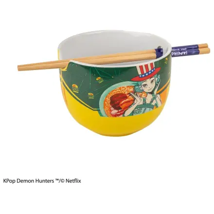 KPop Demon Hunters Ramen Bowl with Chopsticks Zoey Hamburger product photo