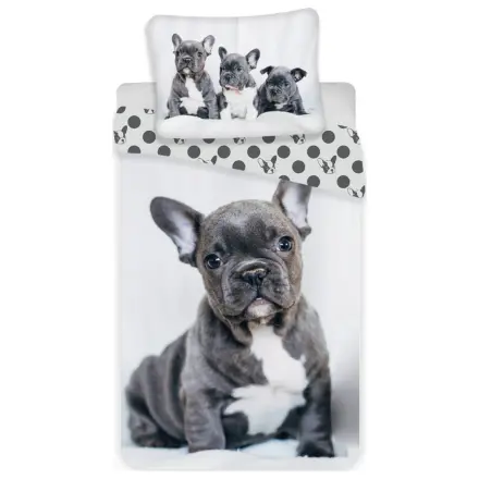 Doggy French Bulldogs Black Duvet Cover product photo