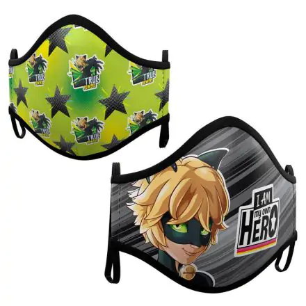 Ladybug Cat Noir pack 2 assorted adult face masks product photo