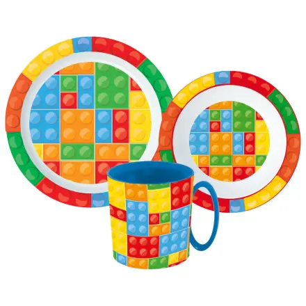 Lego Pattern Bricks Dinnerware Set, Micro Plastic Set with Mug 350 ml product photo