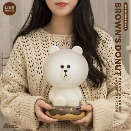 Line Friends Series Piggy Bank with Light Up Function Brown's Donut 25 cm product photo
