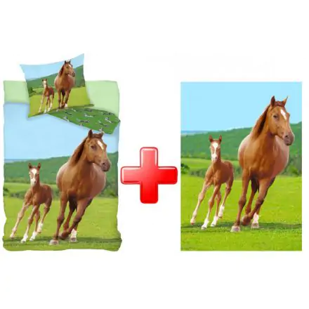 Equestrian Duvet Cover and Fleece Blanket Set product photo