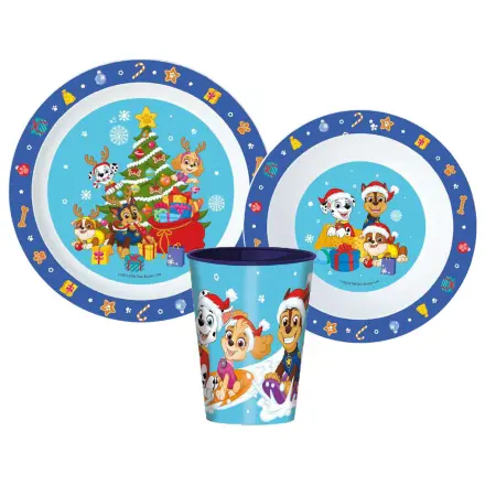 Paw Patrol Holiday Christmas Dinnerware Set, Micro Plastic Set, with Glass 260 ml product photo
