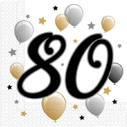 Milestone, Happy Birthday 80 Napkins, Pack of 20, 33x33 cm product photo