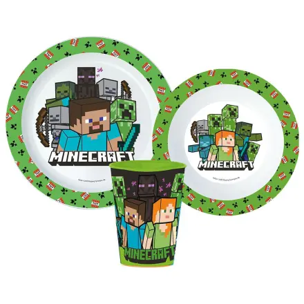 Minecraft Pixelcraft Dinnerware Set, Micro Plastic Set with 260 ml Glass product photo