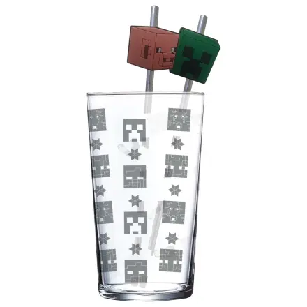 Minecraft Glass Tumbler with Straws  product photo