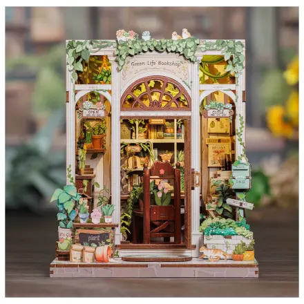 MINIATURE HOUSE DIY Green Life Bookshop 196pc + LED Light construction set product photo