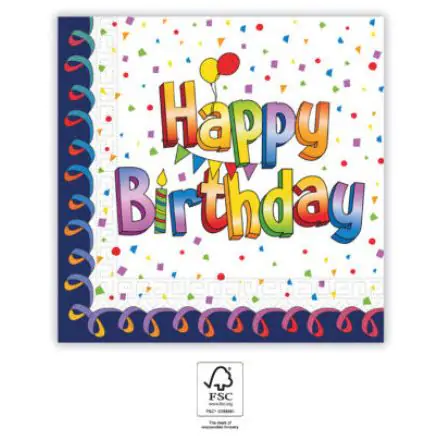 Multicolor Happy Birthday Napkins 20-piece 33x33 cm FSC product photo