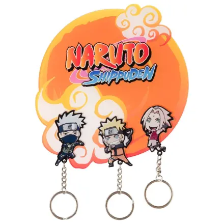 Naruto Shippuden wall key holder with 3 keychains product photo