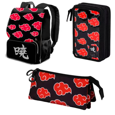 Naruto Shippuden backpack, triple pencil case and complete pencil triple case product photo