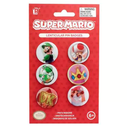 Nintendo Super Mario Bros pack 6 lenticular pin badges product photo