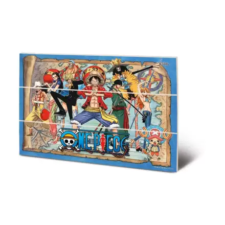 One Piece Wooden Wall Art Straw Hat Pirates Map 20 x 30 cm product photo
