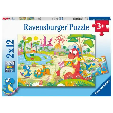 Playful dinosaurs puzzle 2x12pcs product photo