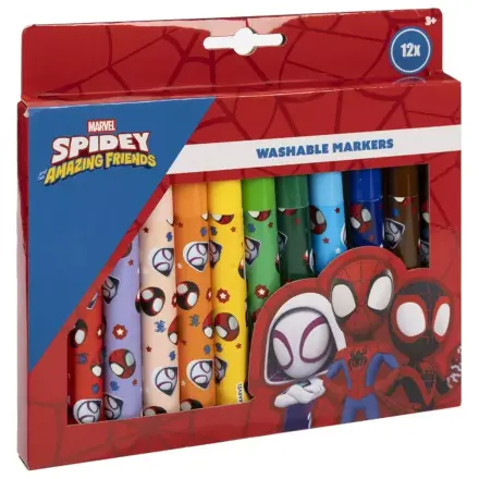 Spider-Man Spidey Washable Fabric Felt Pens 12 pcs product photo