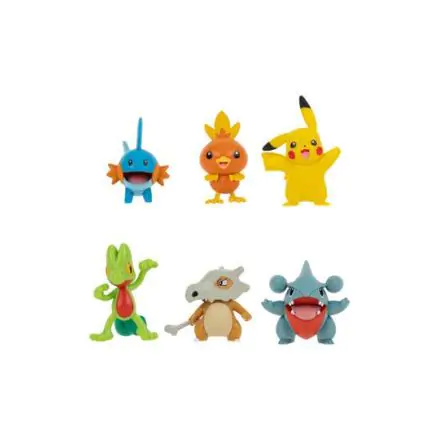 Pokémon Battle Figure Set Figure 6-Pack Treecko, Torchic, Mudkip, Gible, Pikachu, Cubone product photo