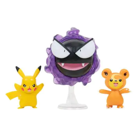 Pokémon Battle Figure 3-Pack Teddiursa, Pikachu #9, Gastly 5 cm product photo