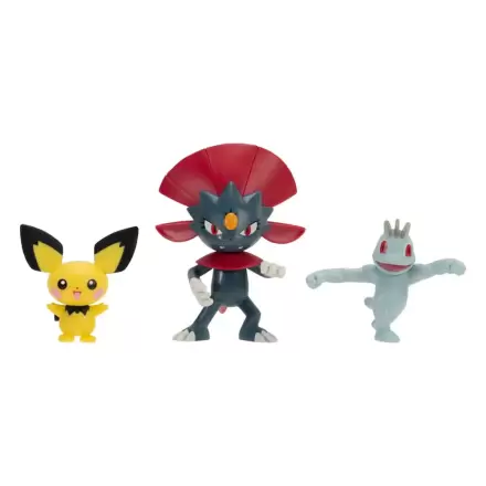 Pokémon First Partner Battle Figure Set Figure 3-Pack Pichu, Machop, & Weavile product photo