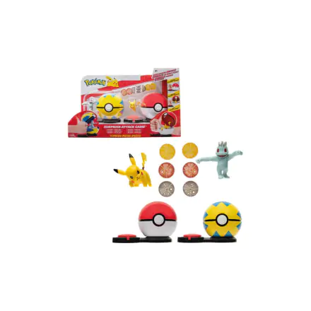 Pokémon Surprise Attack Game Pikachu with Poké Ball vs. Machop with Quick Ball product photo