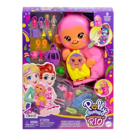Polly Pocket Mama monkey and baby bag playset product photo