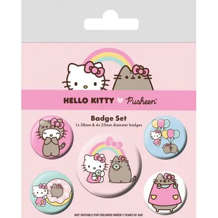 Pusheen x Hello Kitty Pin-Back Buttons 5-Pack Collaboration product photo