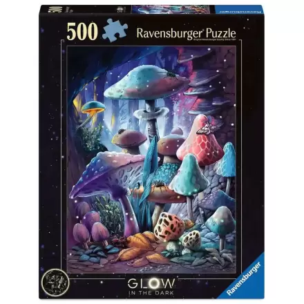 Ravensburger Glow-in-the-Dark Jigsaw Puzzle Moonlight Mushrooms (500 pieces) product photo