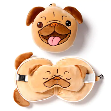 Relaxeazzz Adoramals Pug dog travel pillow and eye mask product photo