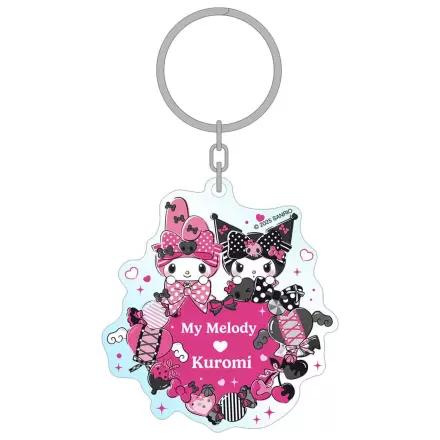 Sanrio Pink Black Party Series Acrylic Keychain My Melody & Kuromi 7 cm      product photo