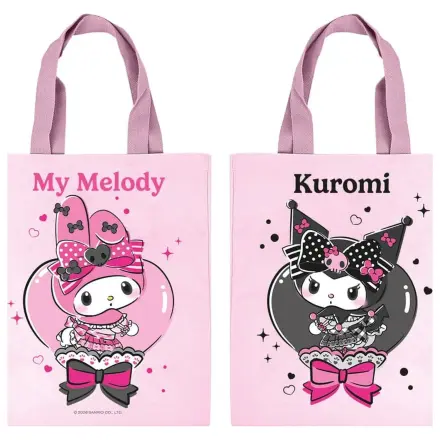 Sanrio Pink Black Party Series Tote Bag My Melody & Kuromi product photo