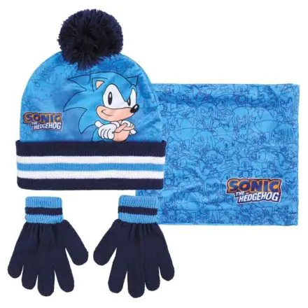 Sonic The Hedgehog Kids winter set snood hat gloves product photo