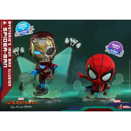 Spider-Man: Far From Home Cosbaby (S) Mini Figures Mysterio's Iron Man Illusion & Spider-Man 10 cm product photo