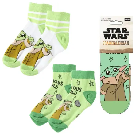 Star Wars The Mandalorian Grogu adult pack 2 socks product photo