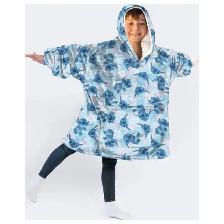 Stitch Blue Plush Fleece Wearable Blanket Poncho for 7-14 Years product photo