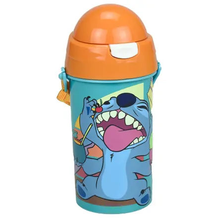 Stitch Cool plastic water bottle with straw and hanger 500 ml product photo