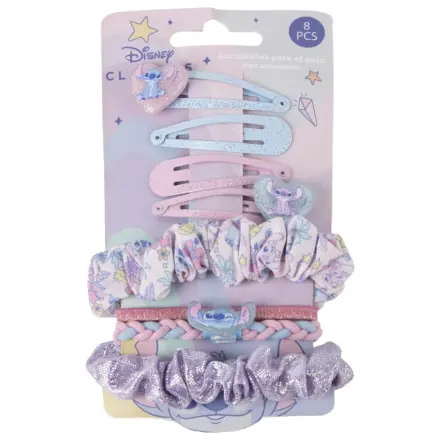Stitch Cute Alien Hair Clip and Hair Tie Set, 8 Pieces product photo