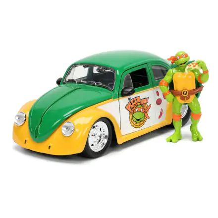 Teenage Mutant Ninja Turtles Hollywood Rides Diecast Model 1/24 VW Drag Beetle with Michelangelo Figur product photo