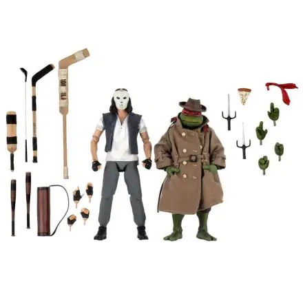 Teenage Mutant Ninja Turtles Movie Casey Jones and Raphael in Disguise pack 2 articulated figures 18cm product photo