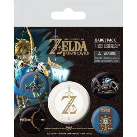 The Legend of Zelda Breath of the Wild Pin-Back Buttons 5-Pack Z Emblem product photo