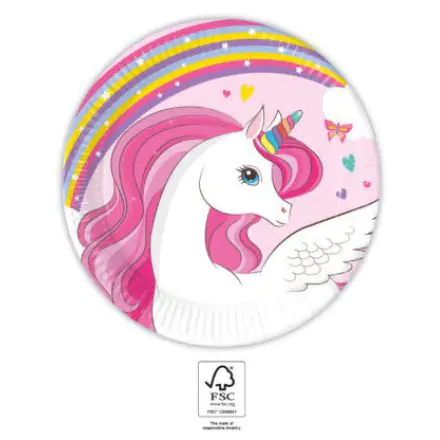 Unicorn Rainbow Colors, Unicorn Paper Plates 8 pcs 20 cm FSC product photo