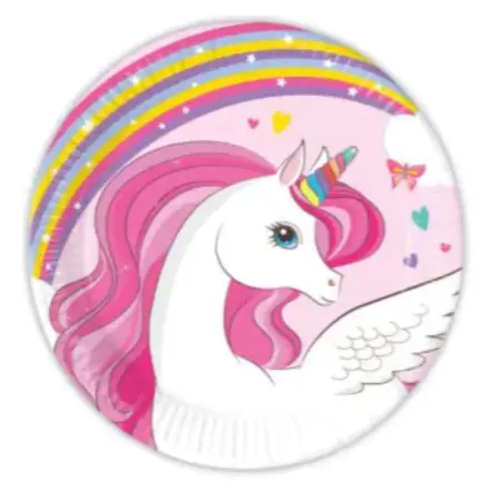 Unicorn Rainbow Colors, Unicorn Paper Plates 8 pcs 20 cm FSC product photo