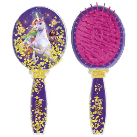 Unicorn Academy Star glitter hairbrush, comb 18 cm product photo