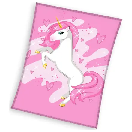 Unicorn Pink Heart Fleece Blanket product photo