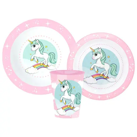 Unicorn Range Dinnerware Set, Micro Plastic Set, with 260 ml Glass product photo