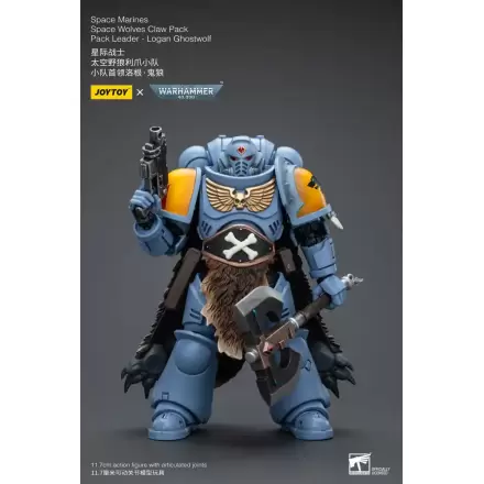 Warhammer 40k Action Figure 1/18 Space Marines Space Wolves Claw Pack Pack Leader -Logan Ghostwolf 12 cm product photo